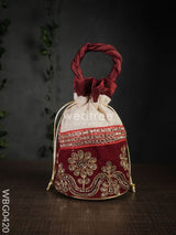 Potli Bag With Velvet Floral Embroidery Lace - Wbg0420 Bags