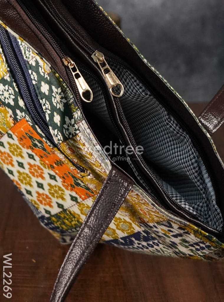 Printed Fabric Handbag - Leather Base Wl2269 Regular Handbags