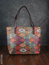 Printed Fabric Handbag - Leather Base Wl2269 Regular Handbags