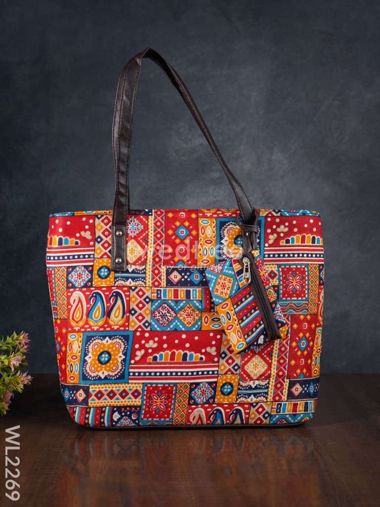 Printed Fabric Handbag - Leather Base Wl2269 Regular Handbags