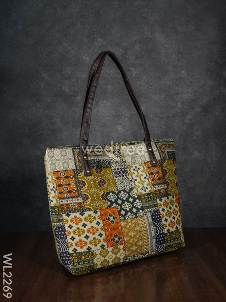 Printed Fabric Handbag - Leather Base Wl2269 Regular Handbags