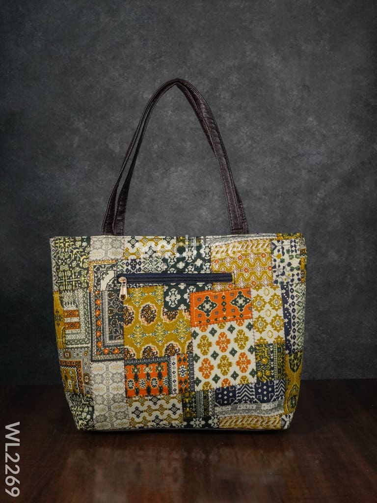 Printed Fabric Handbag - Leather Base Wl2269 Regular Handbags