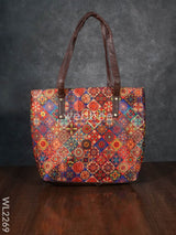 Printed Fabric Handbag - Leather Base Wl2269 Regular Handbags