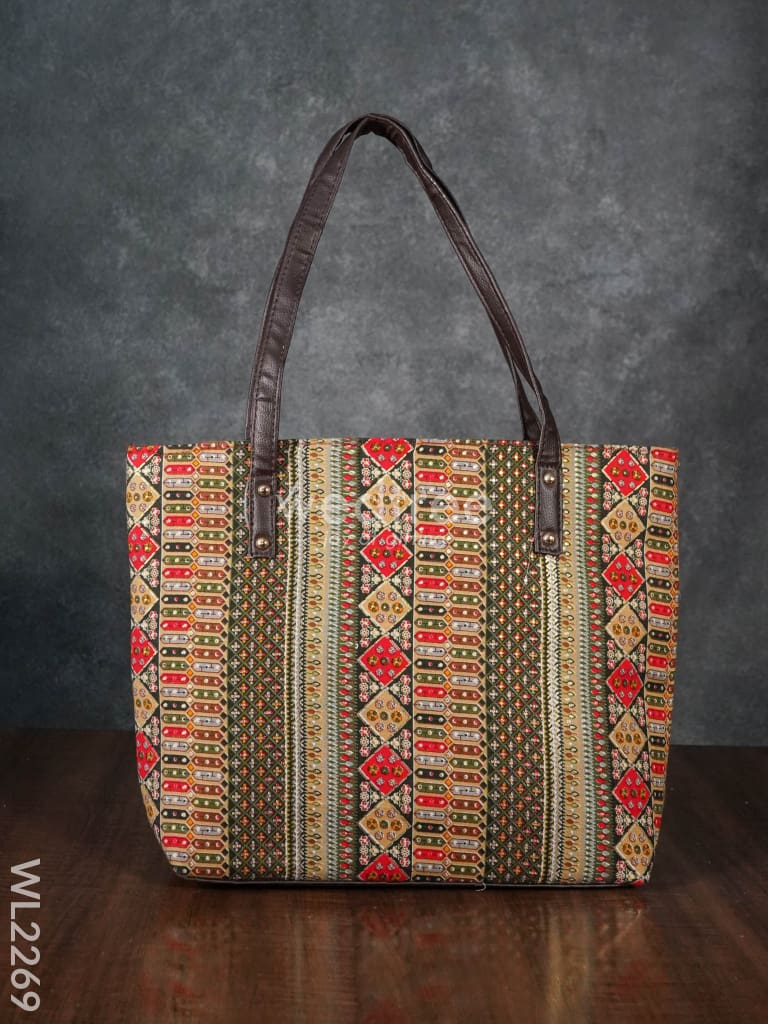 Printed Fabric Handbag - Leather Base Wl2269 Regular Handbags