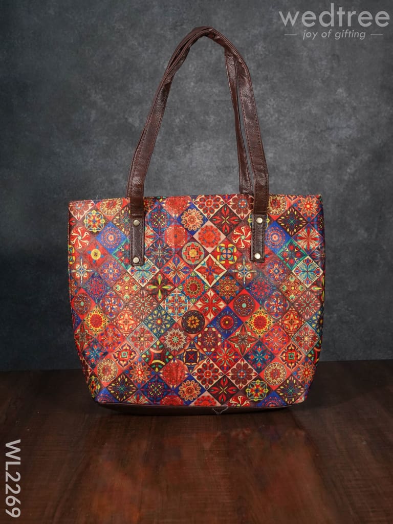 Printed Fabric Handbag - Leather Base Wl2269 Regular Handbags