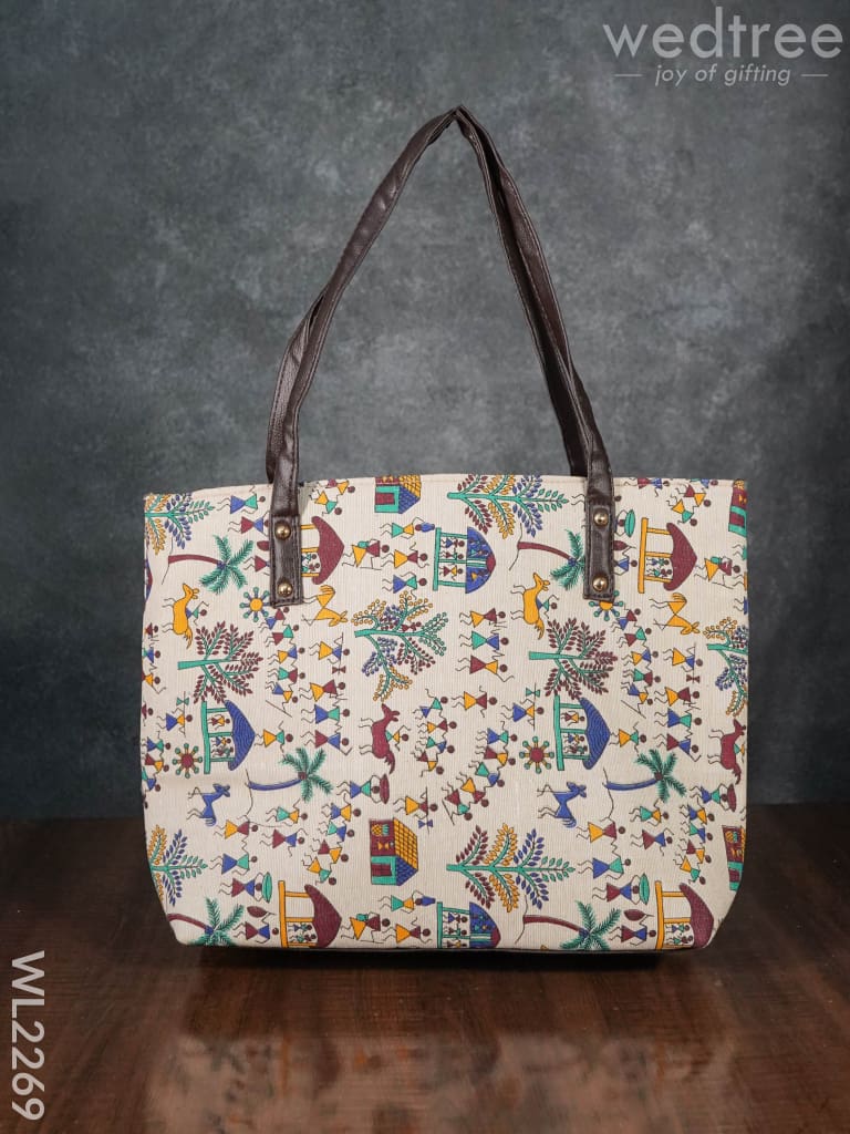 Printed Fabric Handbag - Leather Base Wl2269 Regular Handbags