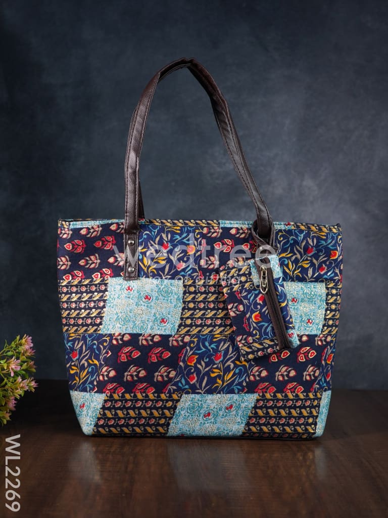 Printed Fabric Handbag - Leather Base Wl2269 Regular Handbags