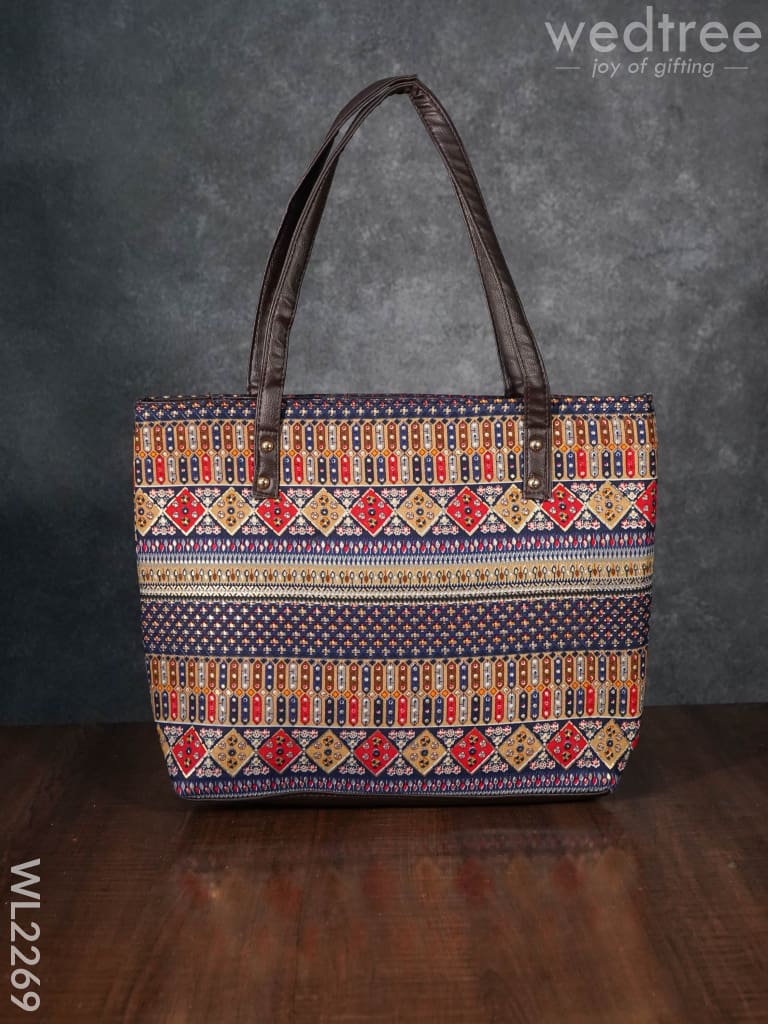 Printed Fabric Handbag - Leather Base Wl2269 Regular Handbags