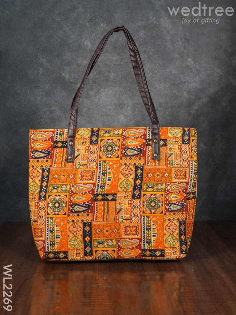 Printed Fabric Handbag - Leather Base Wl2269 Regular Handbags