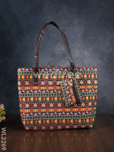 Printed Fabric Handbag - Leather Base Wl2269 Regular Handbags