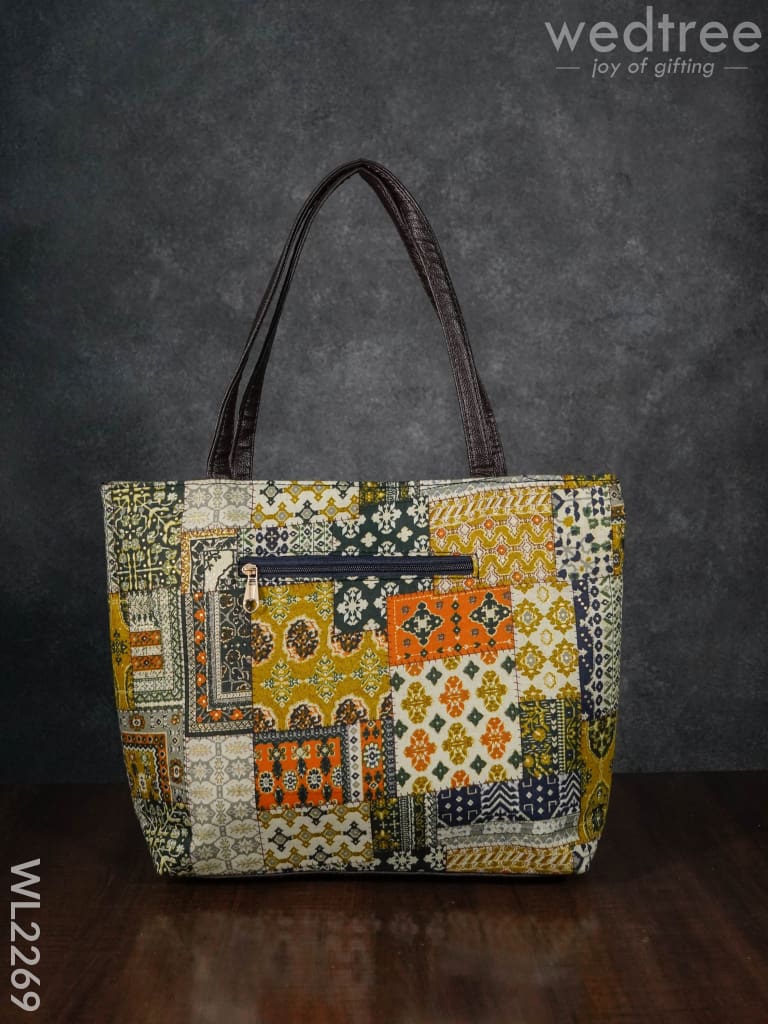 Printed Fabric Handbag - Leather Base Wl2269 Regular Handbags