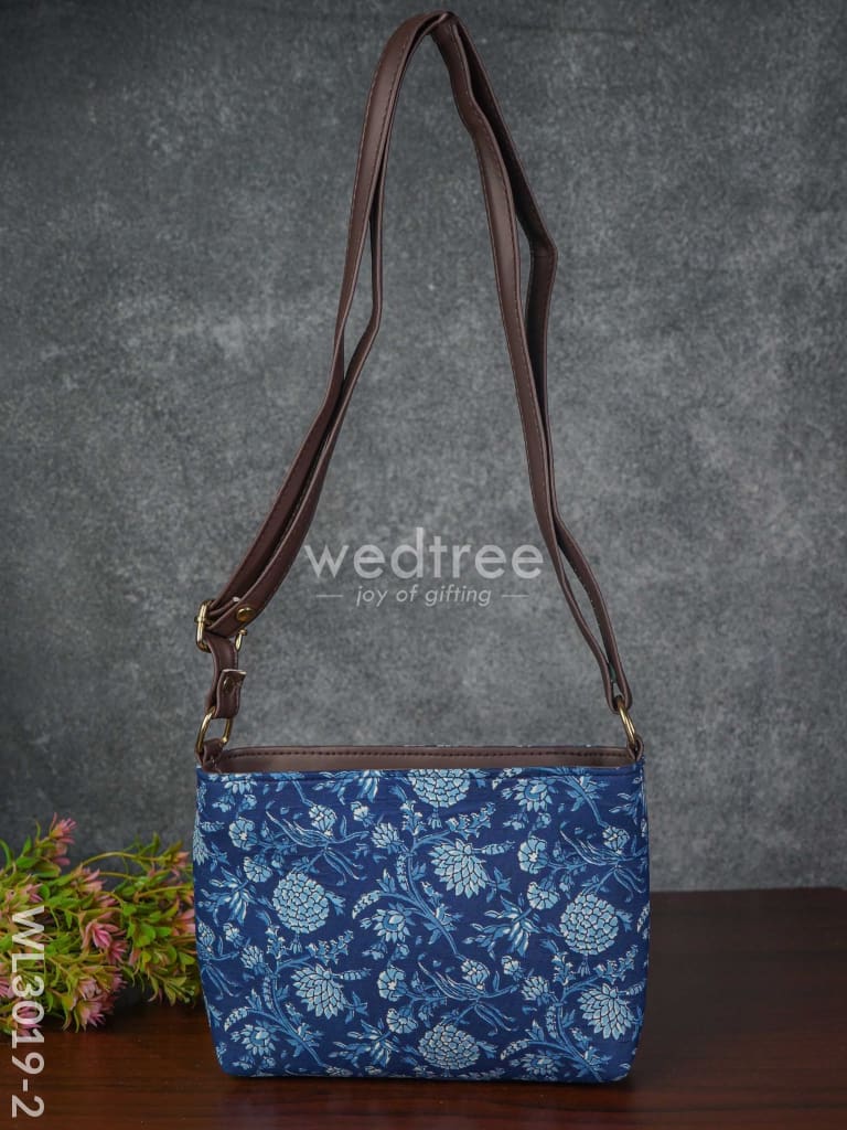 Printed Fabric Sling Bag With Faux Leather Handle - Wl3019-2 Bags