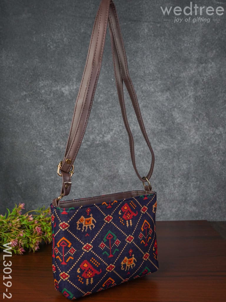 Printed Fabric Sling Bag With Faux Leather Handle - Wl3019-2 Bags