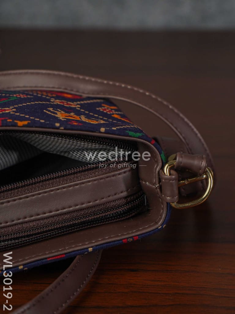 Printed Fabric Sling Bag With Faux Leather Handle - Wl3019-2 Bags