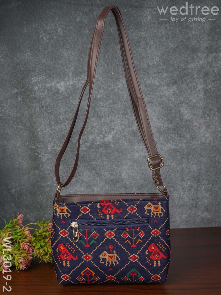 Printed Fabric Sling Bag With Faux Leather Handle - Wl3019-2 Bags