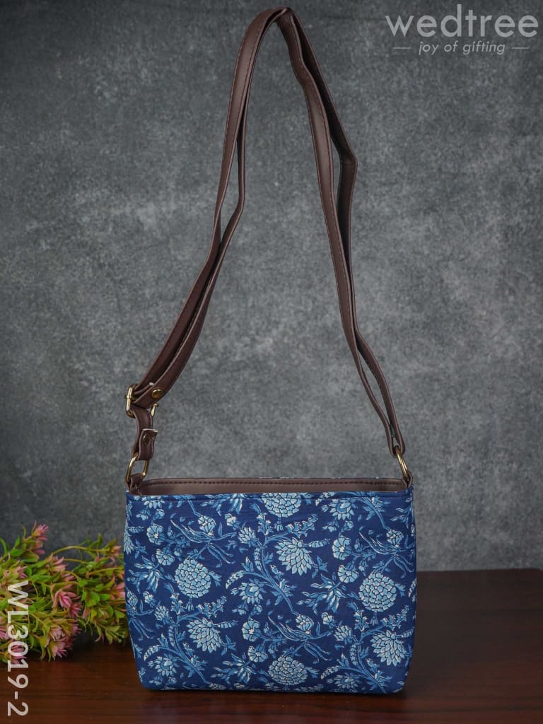 Printed Fabric Sling Bag With Faux Leather Handle - Wl3019-2 Bags