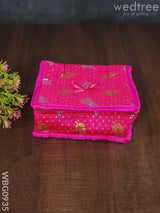 Printed Jewel Pouch With Golden Leaves - Small Wbg0935 Jewellery Holders