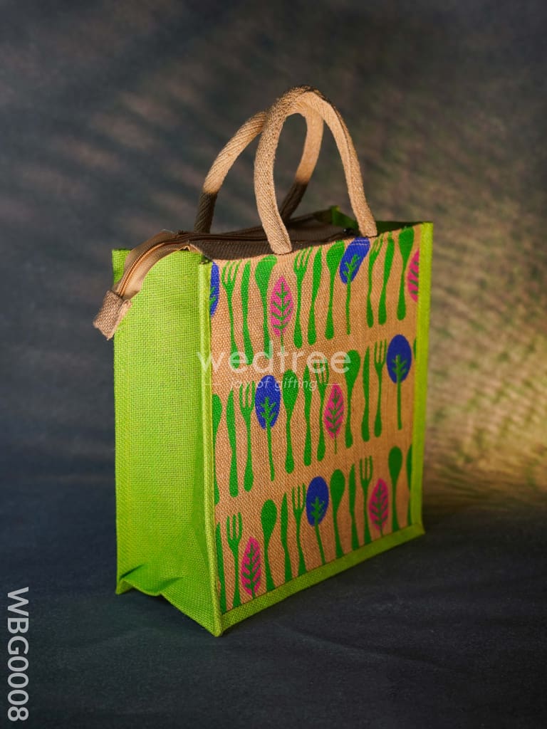 Printed Jute Bag With Zipper - Wbg0008 Bags