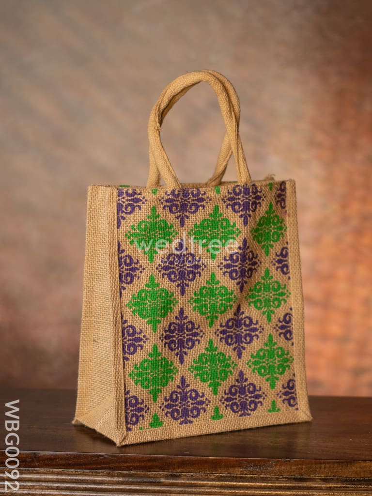 Printed Jute Bag With Zipper - Wbg0092 Bags