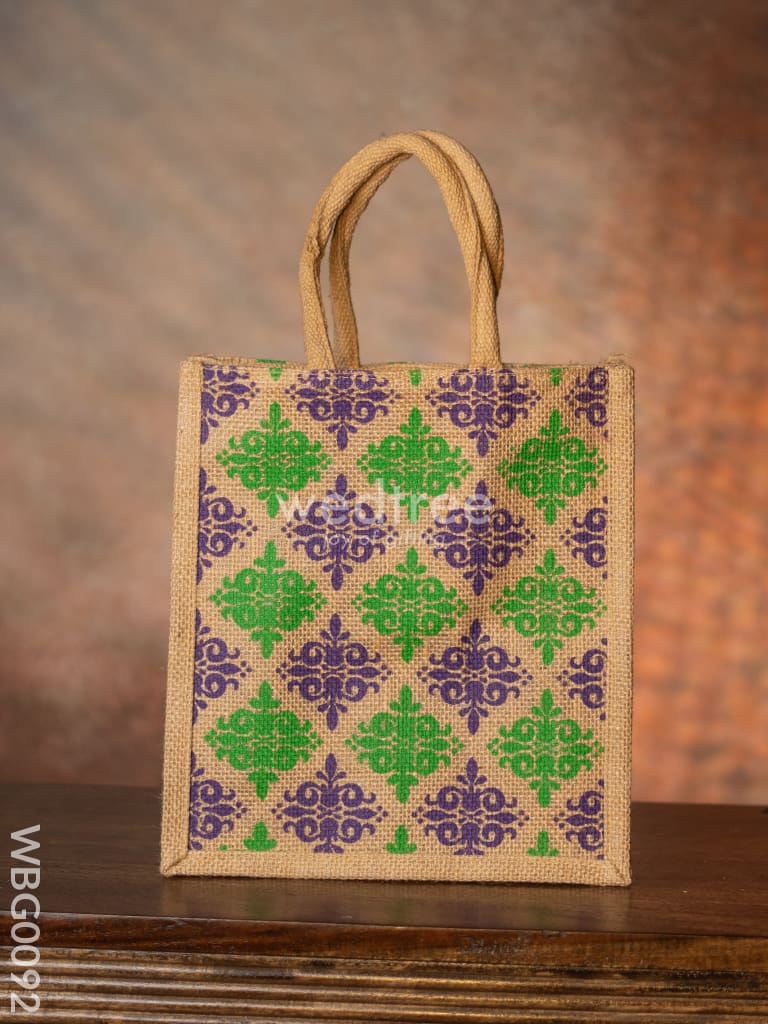 Printed Jute Bag With Zipper - Wbg0092 Bags