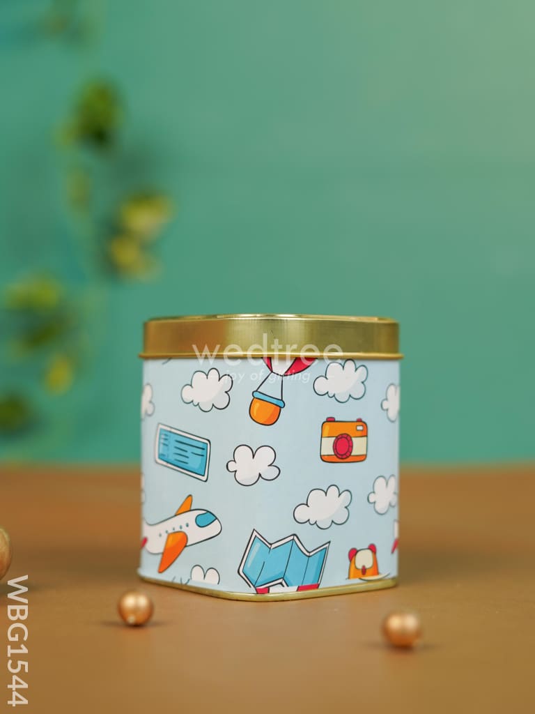 Printed Tin Box - Blue Wbg1544 Jars & Boxes Rg