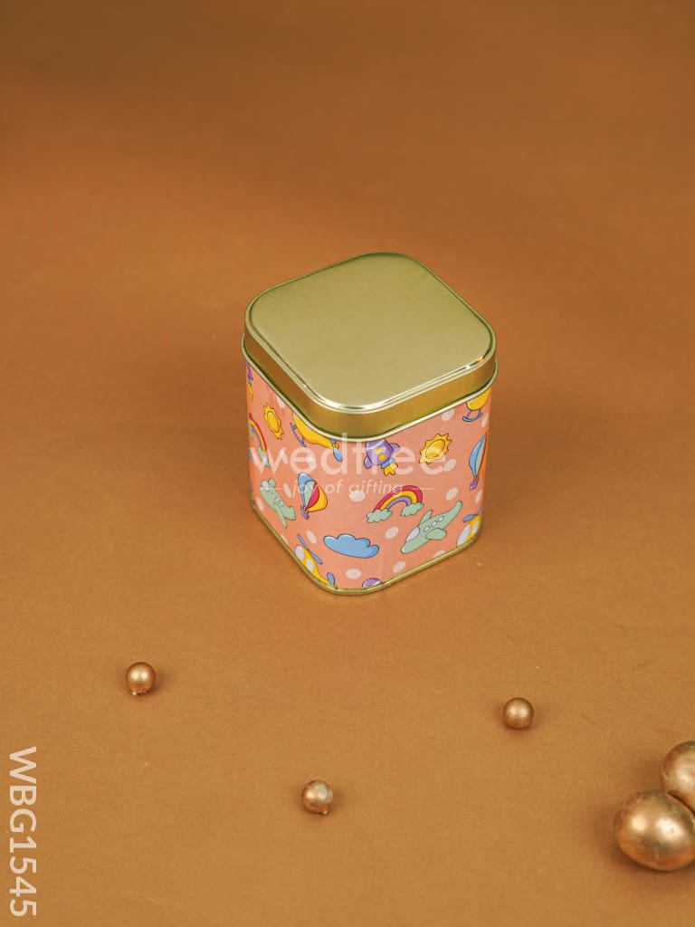 Printed Tin Box - Orange Wbg1545 Jars & Boxes Rg