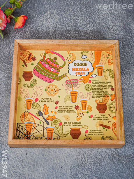 Printed Wooden Square Tray - Wl3947 Trays