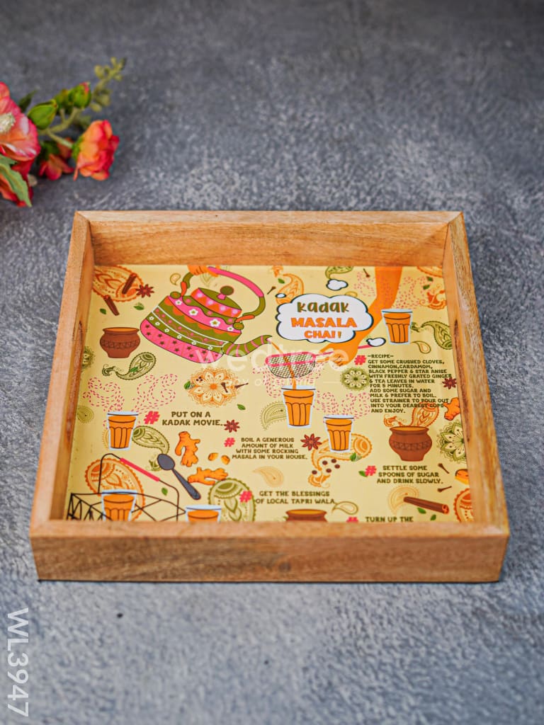 Printed Wooden Square Tray - Wl3947 Trays