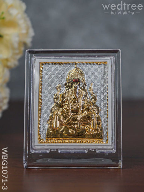 German Silver Plated Ganesha Photoframe (3.5 Inch) With Stand - Wbg1071-3 Photo Frame