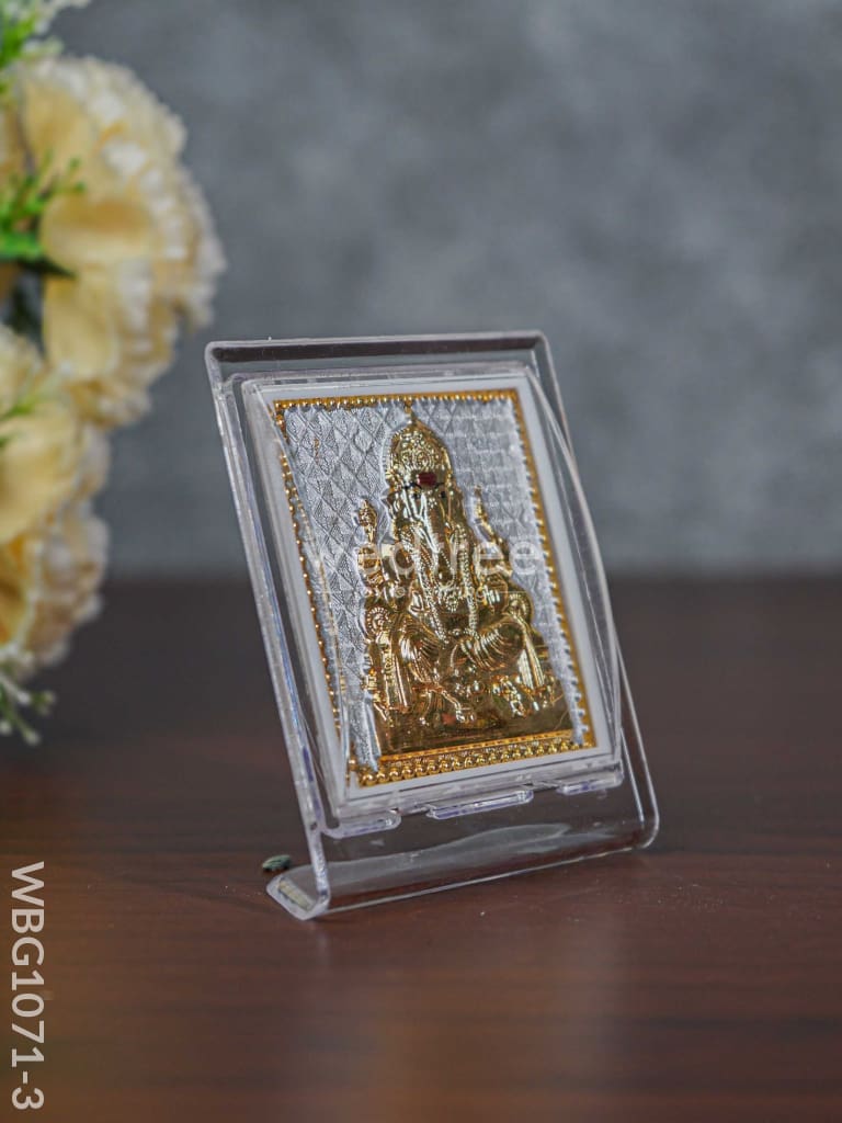 German Silver Plated Ganesha Photoframe (3.5 Inch) With Stand - Wbg1071-3 Photo Frame