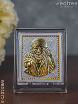 German Silver Plated Sai Baba Photoframe (3.5 Inch) With Stand - Wbg1071-5 Photo Frame