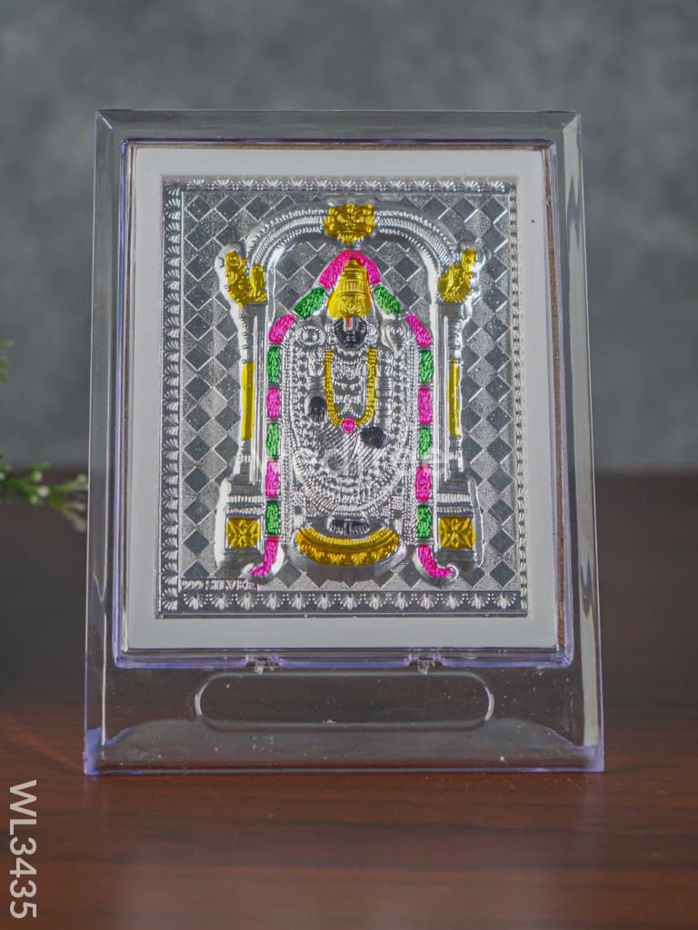 Silver Tirupathi Balaji Photoframe With Stand - Wl3435 German Photo Frame