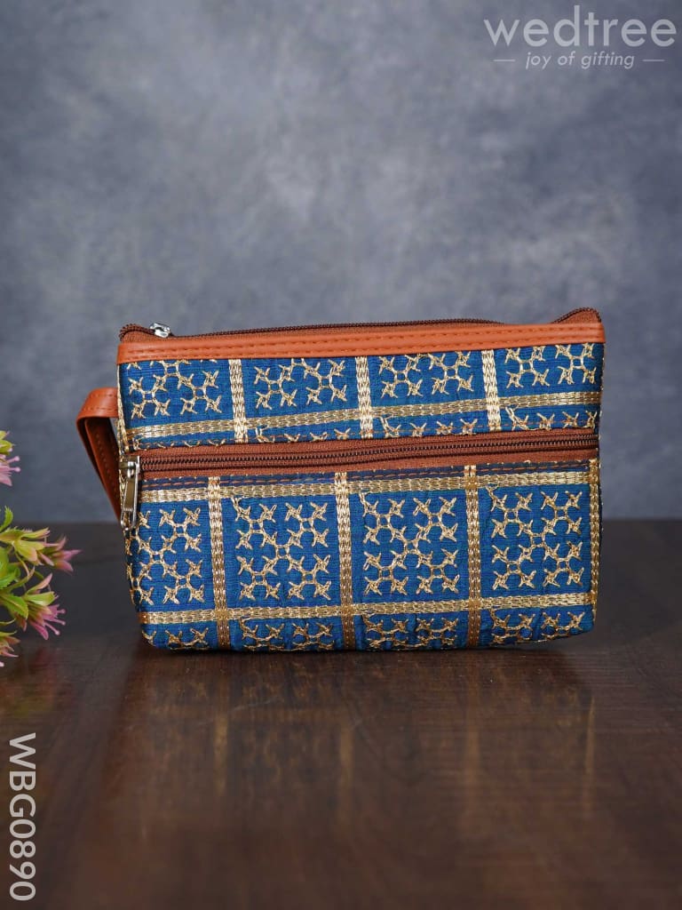 Return Gift Purse With Golden Embroidery And Faux Leather Handle - Wbg0890 Clutches & Purses