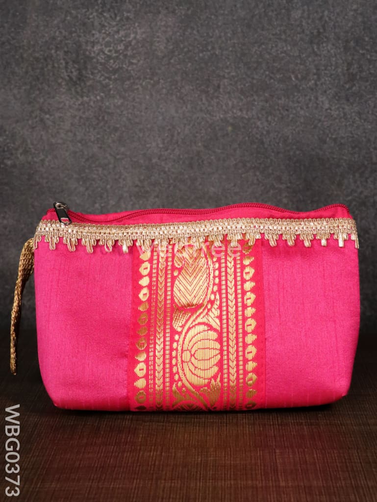 Purse With Mango Zari And Golden Lace - Wbg0373 Clutches & Purses