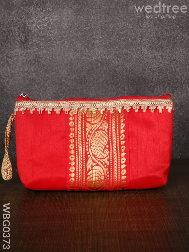 Purse With Mango Zari And Golden Lace - Wbg0373 Clutches & Purses