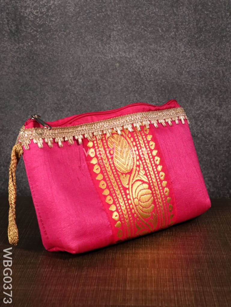 Purse With Mango Zari And Golden Lace - Wbg0373 Clutches & Purses