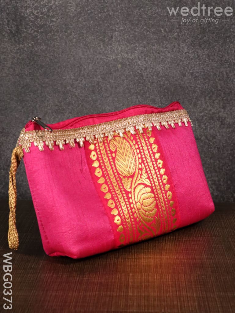 Purse With Mango Zari And Golden Lace - Wbg0373 Clutches & Purses