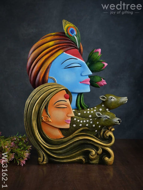 Radha Krishna Idol With Deer - Wl3162 1 Showpieces