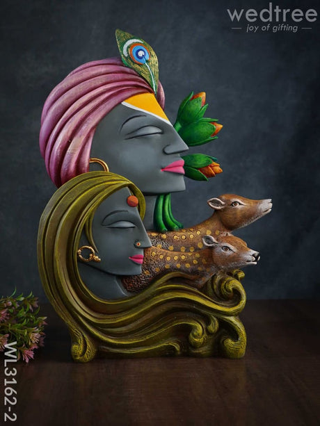 Radha Krishna Idol With Deer - Wl3162 2 Showpieces
