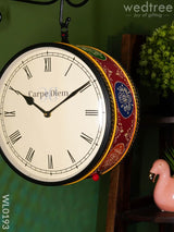 Railway Clocks - Hand Painted Clock In Multi Colour Design And Floral Prints Wall Clocks