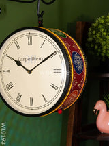 Railway Clocks - Hand Painted Clock In Multi Colour Design And Floral Prints Wall Clocks