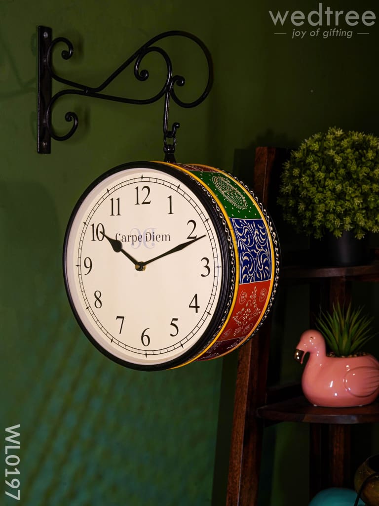 Railway Clocks - Hand Painted Clock In Multi Colour Design Work 10Inches Wall Clocks