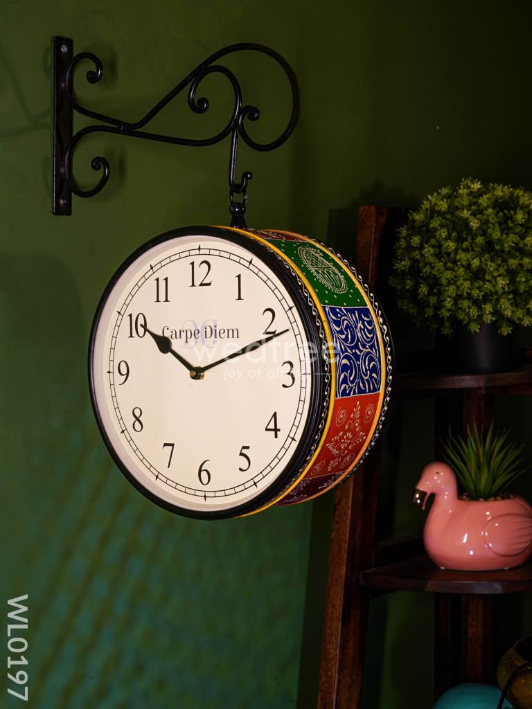 Railway Clocks - Hand Painted Clock In Multi Colour Design Work 10Inches Wall Clocks