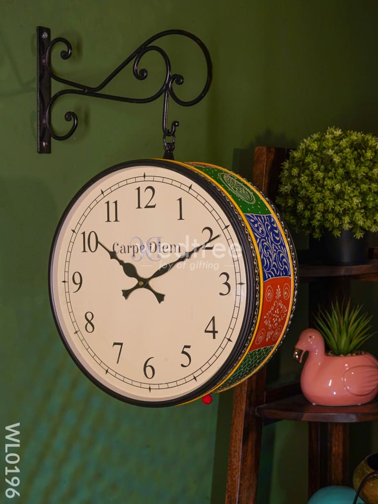 Railway Clocks - Hand Painted Clock In Multi Colour Design Work 12Inches Wall Clocks