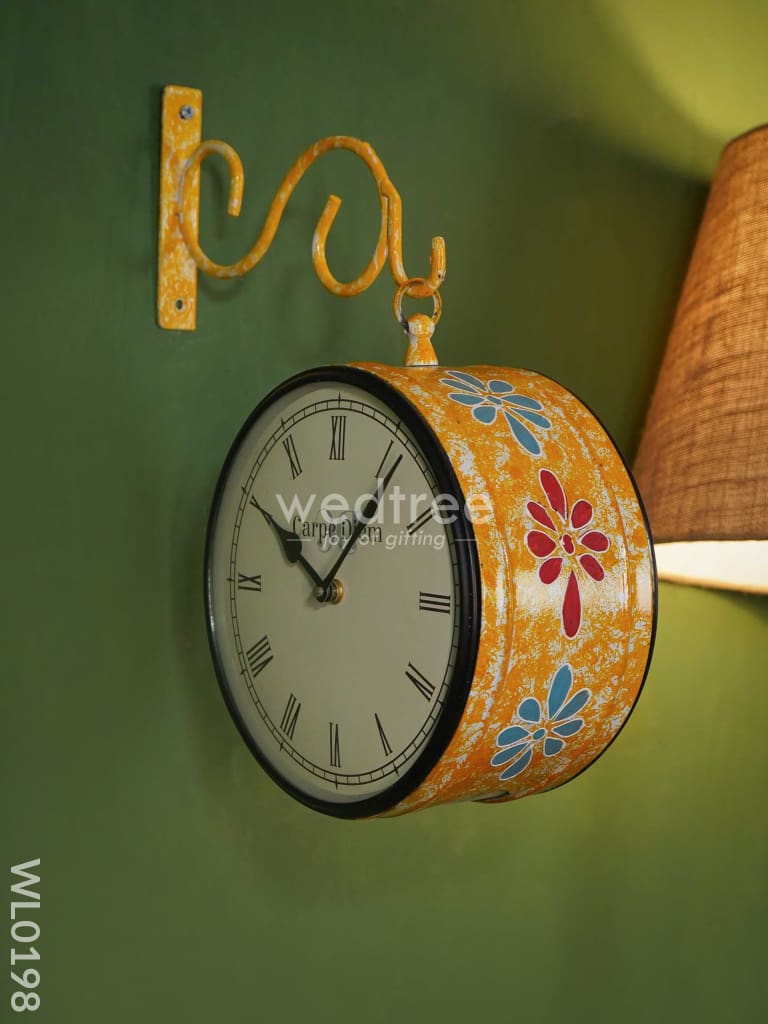 Railway Clocks - Hand Painted Clock In Multi Colour Design Work 8Inches Wall Clocks