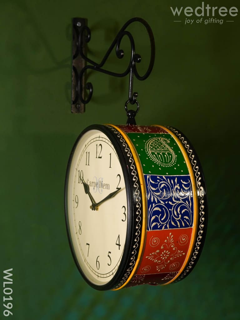 Railway Clocks - Hand Painted Clock In Multi Colour Design Work Wall Clocks