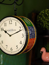 Railway Clocks - Hand Painted Clock In Multi Colour Design Work Wall Clocks