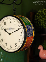 Railway Clocks - Hand Painted Clock In Multi Colour Design Work Wall Clocks