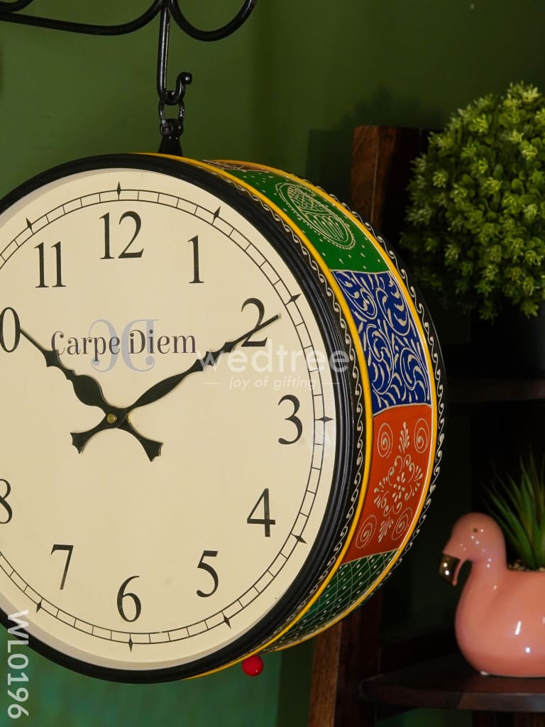 Railway Clocks - Hand Painted Clock In Multi Colour Design Work Wall Clocks