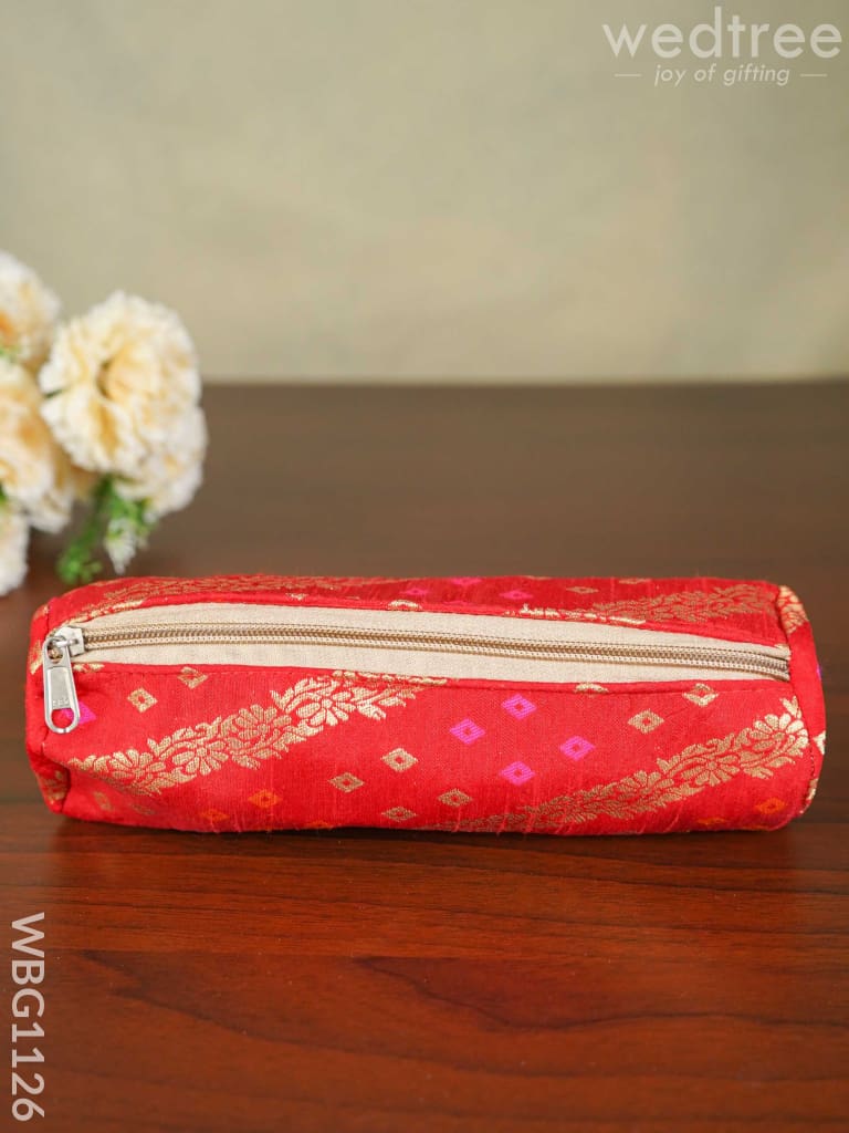 Raw Silk Fabric Pencil Pouch - Wbg1126 Kids Return Gifts